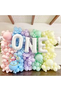 ^^ Doğum Günü Konsepti Makaron Set*Sarı*Pembe*Lila*Yeşil*Mavi* 100 lü Balon Zinciri Parti Seti ürün fotoğrafı