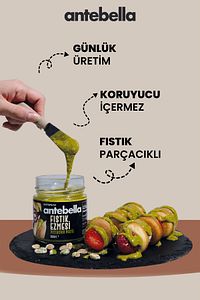 Antep Fıstık Ezmesi (PARÇACIKLI) 200 G - Antep Fıstığı Ezmesi ürün fotoğrafı