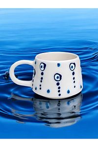 Seramik El Işlemesi Kahve Fincanı Kupa Mug Bardak Damla Nazar 200 Cc ürün fotoğrafı