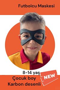 Futbolcu Maskesi Karbon Desenli Çocuk Boy Maske ürün fotoğrafı