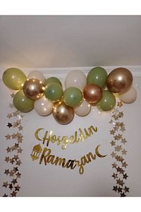Hoşgeldin Ramazan Gold Yazı Ledli Zincir Balon Seti, Ramazan Ayı Süsleme Seti ürün fotoğrafı