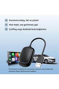 Yeni Tasarım Mini Kablosuz Carplay Usb ve Type-c Uyumlu Araç Multimedya Adaptörü ürün fotoğrafı