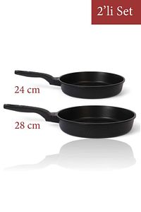 Sinistra 2'lü Döküm Tava Sahan Seti 24/28 Cm Kızartma Granit Tava Seti Ergonamik ürün fotoğrafı