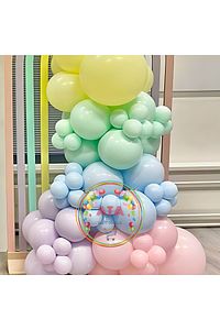 ^^ Doğum Günü Konsepti Makaron Set*Sarı*Pembe*Lila*Yeşil*Mavi* 100 lü Balon Zinciri Parti Seti ürün fotoğrafı