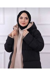 Kadın Fit (geniş Kalıp) Çift Taraflı Uzun Şişme Mont Regular ürün fotoğrafı