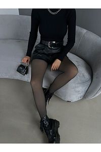 Termal Içi Peluşlu Thin Looking (İNCE GÖRÜNÜMLÜ) Siyah-ten Görünümlü Kışlık Külotlu Çorap ürün fotoğrafı