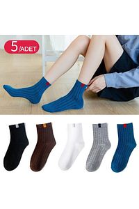5 Çift Çok Renkli Unisex Kolej Tenis Çorap ürün fotoğrafı