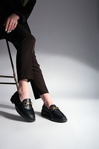 Kadın Loafer Makosen Casual Tokalı Günlük Ayakkabı Tonyas Siyah ürün fotoğrafı