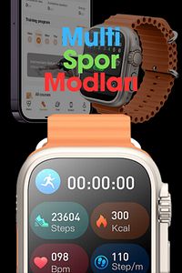 Gs8 Watch 8 Ultra 49mm Uyumlu Gerçek Kordon Kilitlemeli Akıllı Saat Çift Kordonlu ürün fotoğrafı