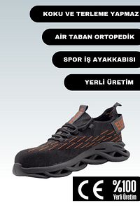 Spor Iş Ayakkabısı Air Taban Ortopedik Çelik Burunlu Iş Ayakkabısı Sb Siyah ürün fotoğrafı