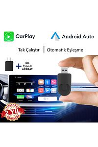 Yeni Tasarım Mini Kablosuz Carplay Usb ve Type-c Uyumlu Araç Multimedya Adaptörü ürün fotoğrafı