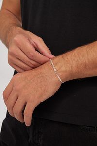 3mm Gurmet 925 Ayar Gümüş Erkek Zincir Bileklik Veb-5019 ürün fotoğrafı