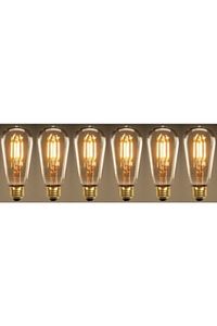 Rustik Led Ampul 6'lı Eko Paket Amber E27 Duy Armut Tipi Dekoratif Vıntage Aydınlatma ürün fotoğrafı