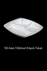 3 Gözlü Köpük Tabak - Plastik Çatal,kaşık - Karton Bardak Eko Set(50li Set) ürün fotoğrafı