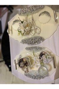 Epoksi Söz Nişan Tepsisi Yüzük Tepsisi Damat Fincan Seti Epoksi tepsi ürün fotoğrafı