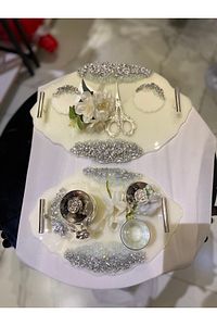 Epoksi Söz Nişan Tepsisi Yüzük Tepsisi Damat Fincan Seti Epoksi tepsi ürün fotoğrafı