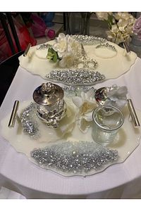 Epoksi Söz Nişan Tepsisi Yüzük Tepsisi Damat Fincan Seti Epoksi tepsi ürün fotoğrafı