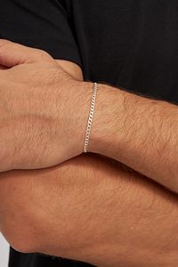 3mm Gurmet 925 Ayar Gümüş Erkek Zincir Bileklik Veb-5019 ürün fotoğrafı