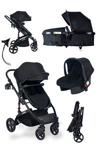 Truva 1712 Travel Sistem Bebek Arabası Full Black ürün fotoğrafı