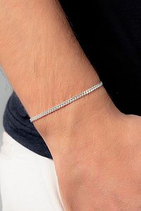 3mm Gurmet 925 Ayar Gümüş Erkek Zincir Bileklik Veb-5019 ürün fotoğrafı
