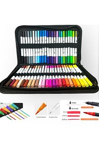 48 Li Çift Uçlu Fırça Ve 0.4 Mm Fine Uçlu Marker Kalem Seti Deri Tarzı Cüzdanlık Kalem Seti Pro ürün fotoğrafı