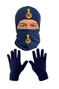 Lacivert Jandarma Yün Bere Ve Polar Boyunluk Ve Yün Eldiven Set ürün fotoğrafı