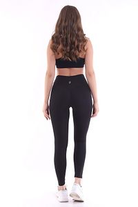 Siyah Kadın Spor Tayt Çift Cepli Sıkılaştırıcı Toparlayıcı Yüksek Bel Sporcu Taytı Leggings Fitness ürün fotoğrafı