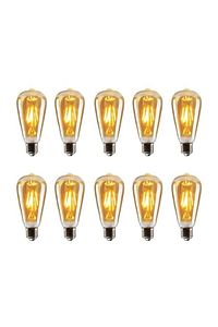 10'lu St64 Flamanlı Rustik Led Ampul Dekoratif Vintage Aydınlatma Tasarruflu Led Ampül ürün fotoğrafı