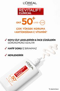 L'oréal Paris Revitalift Clinical Spf 50 Günlük Yüksek Uv Korumalı Yüz Güneş Kremi 50ml ürün fotoğrafı