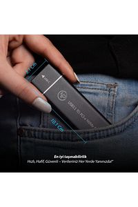 DK02 NVMe M.2 900/1000Mb/s 256GB USB-A/Type-C Kablolu Taşınabilir Harici SSD ürün fotoğrafı