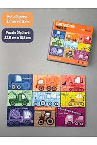 Inşaat Araçları Iş Makinaları Mini Puzzle | 40 Parça 4 Yaş ürün fotoğrafı