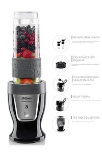 AR1032 Shake'n Take Kişisel Smoothie Blender, Siyah (300 W, 2 Adet Şişe) ürün fotoğrafı