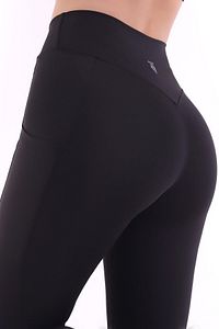 Siyah Kadın Spor Tayt Çift Cepli Sıkılaştırıcı Toparlayıcı Yüksek Bel Sporcu Taytı Leggings Fitness ürün fotoğrafı