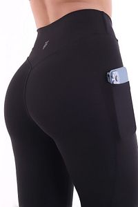 Siyah Kadın Spor Tayt Çift Cepli Sıkılaştırıcı Toparlayıcı Yüksek Bel Sporcu Taytı Leggings Fitness ürün fotoğrafı