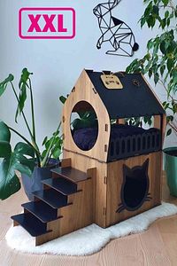 Büyük Kedi Evi Xxl Teraslı Kedi Evi 5kg Ve Üzeri Kediler Için ürün fotoğrafı