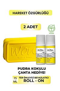 2 Adet Ter Önleyici Beyazlatıcı Roll-on/ Pudra Kokulu Makyaj Çantası ürün fotoğrafı