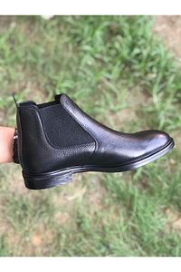 Erkek Siyah Hakiki Deri Günlük Bot ürün fotoğrafı