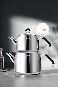 Modern Maxi Büyük Boy Paslanmaz Çelik 1.6-2.5 Lt. Çaydanlık Takımı ürün fotoğrafı