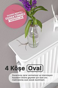 Montajsız Petek Üstü Uçan Raf Dresuar Kalorifer Peteği Rafı Kitaplık 80 X 18 Cm Beyaz Oval Kesim ürün fotoğrafı