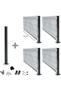 4 'lü Panel Çit Takım Çift Telli 1 Direk Avantaj Paketi 50cm Antrasit Renk (10 METRE) ürün fotoğrafı