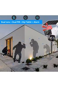Okam 3915 4g 6mp Dual Lens Güneş Panelli Solar Sirenli Güvenlik Kamerası "beyaz Renk" ürün fotoğrafı