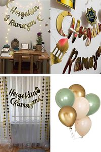 Hoşgeldin Ramazan Gold Yazı Ledli Zincir Balon Seti 11 Ayın Sultanı Ramazan Bayramı Oda Süsleme Seti ürün fotoğrafı