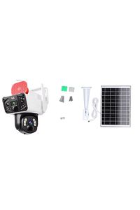 Okam 3915 4g 6mp Dual Lens Güneş Panelli Solar Sirenli Güvenlik Kamerası "beyaz Renk" ürün fotoğrafı