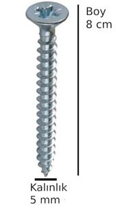 Sunta Ahşap Ağaç Tahta Vidası Yıldız Uçlu Vida 8 Adet Boy 8 cm Kalınlık 5 mm ürün fotoğrafı
