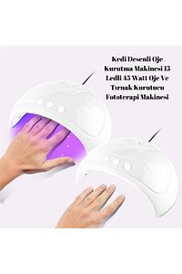 Kedi Desenli Oje Kurutma Makinesi 15 Ledli 45 Watt Oje Ve Tırnak Kurutucu Fototerapi Makinesi ürün fotoğrafı