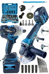Full Set 21 V 3 Ah Kömürsüz Motor Akülü Şarjlı Taşlama Ve Bijon Somun Sökme Sıkma Makinesi ürün fotoğrafı