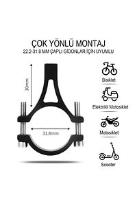 Alüminyum Bisiklet Motosiklet Universal Ayarlanabilir Cep Telefonu Gidon Tutucu - Çakarlı Led Hediye ürün fotoğrafı