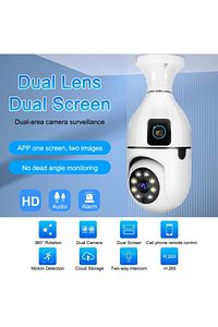 Wifi Çift Lens Ampul Kamera Evcil Hayvan-Bebek Hareket Takip Gözetim 1080P Akıllı Güvenlik Sistemi ürün fotoğrafı