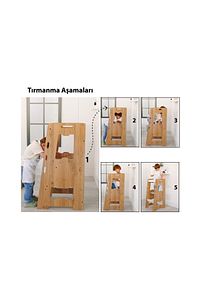 Ahşap Montessori Öğrenme Kulesi / 2-6 Yaş / Naturel ürün fotoğrafı