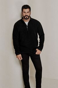 Erkek Siyah Anti-pilling Tüylenme Yapmayan Standart Fit Dik Yaka Soğuk Geçirmez Polar Sweatshirt ürün fotoğrafı